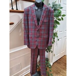 Ej Samuel Men's Gray Wool Single Breasted Jacket, Vest & Pant 3 pc's Suit 42R